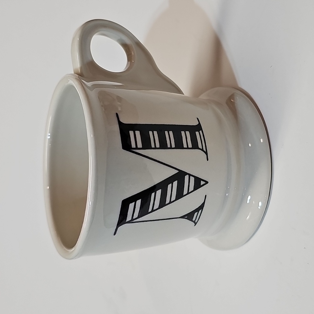Anthropologie "M" Monogram Ceramic Tea Coffee Mug Cup